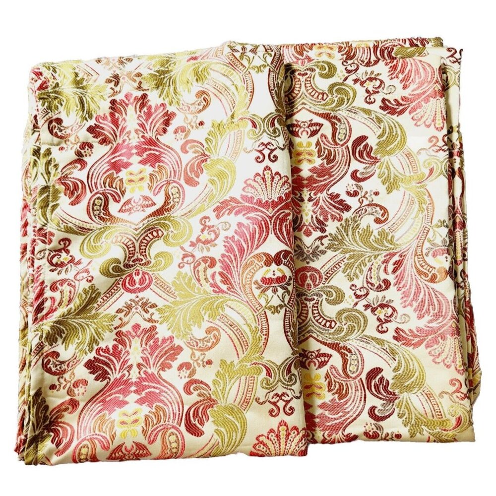 Pier 1 Hillside Damask Window Curtain Panels Multicolor Lined Jacquard 54" x 84"